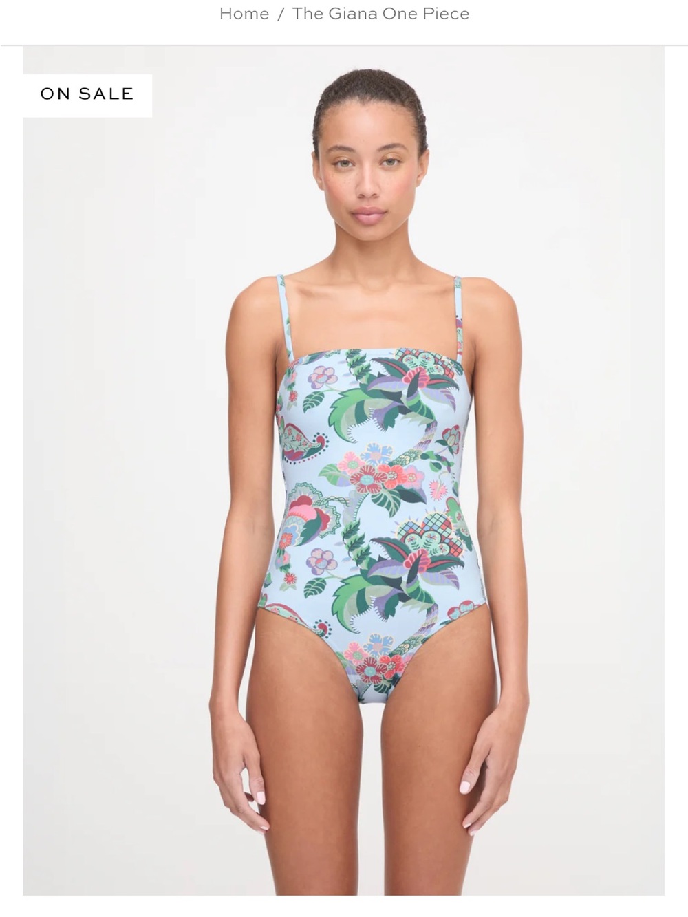 NWT Hill House Home One-Piece Giana Swimsuit in Light Blue Floral
